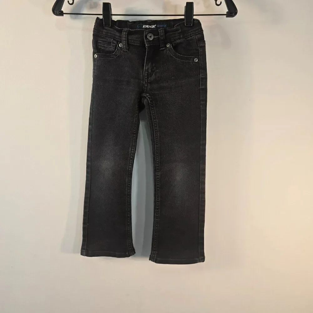 Jordache Girls Black Denim Jeans Size 5 Bootcut Adjustable Waist